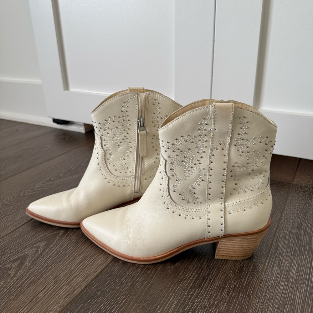 Dolce Vita White Western Ankle Boots